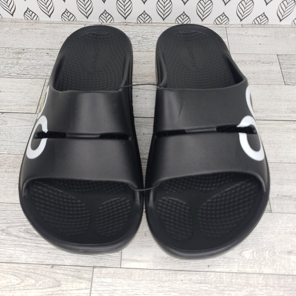 Oofos OOahh Sport Recovery Unisex Black Slip On Sandals M Sz 7 W Sz 9 EU40